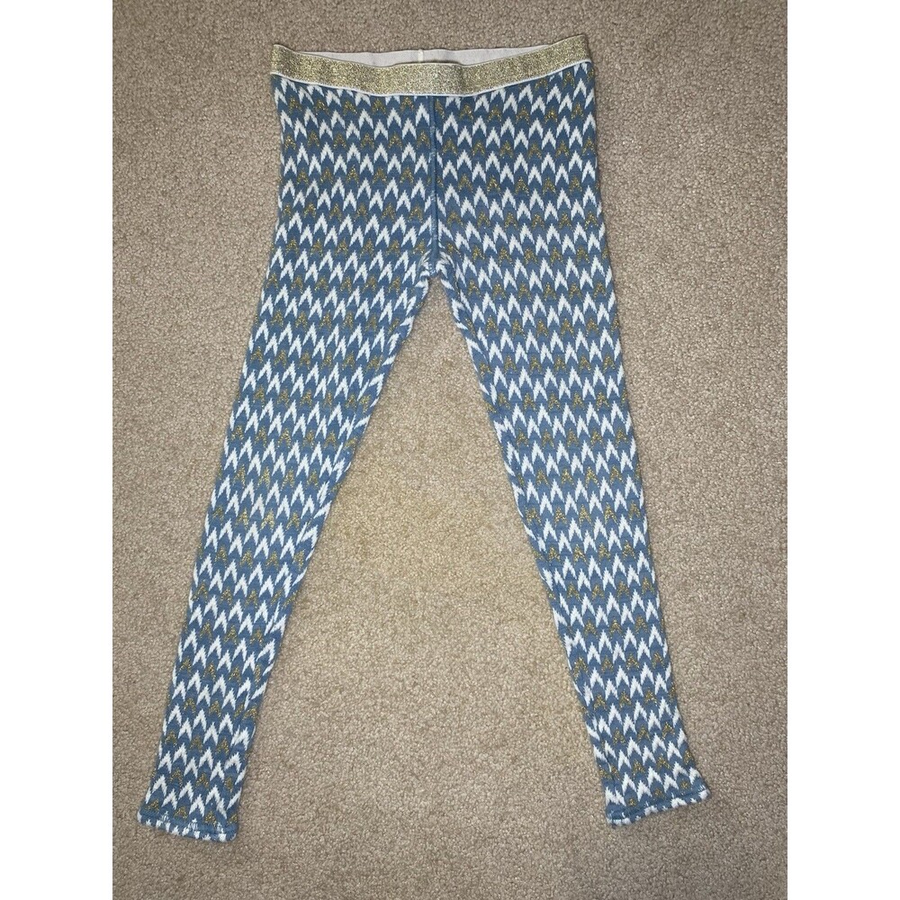Tucker + Tate Girls Blue Gold Chevron Knit Sparkle Leggings Size 7